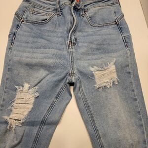 Distressed Wax Jean Butt I Love You light blue